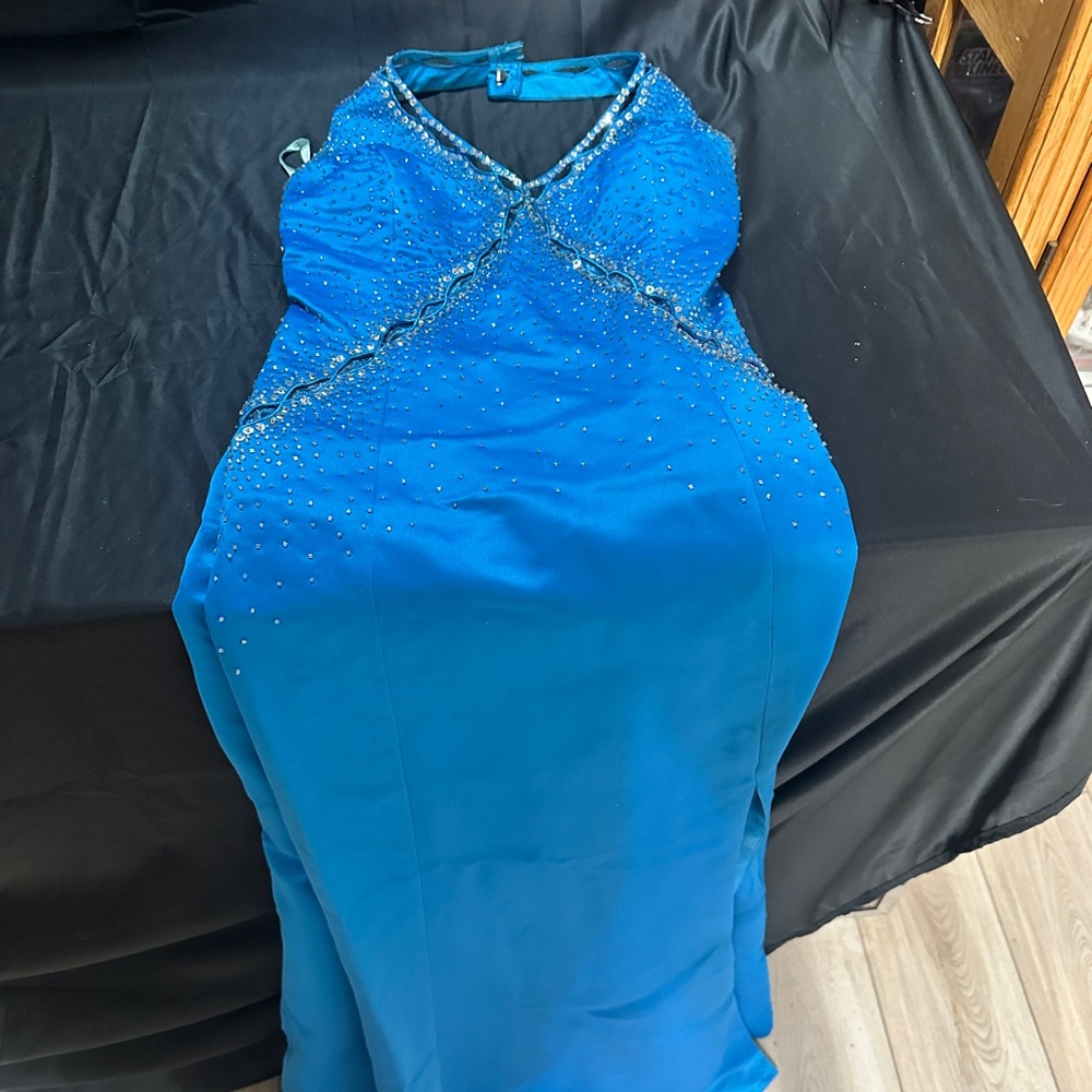 Elegant Blue Evening Dress-Milano size L-#592